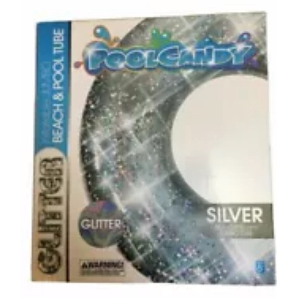 Pool Candy Glitter Sparkle Silver 48" Jumbo Inflatable Beach Float Tube Cruise
